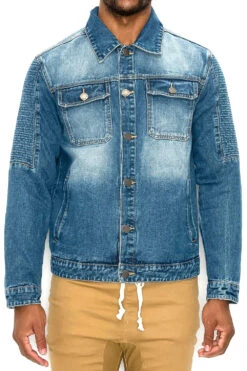Biker Washed Denim Jacket 17 Biker Washed Denim Jacket -Victorious DK232 IND 1