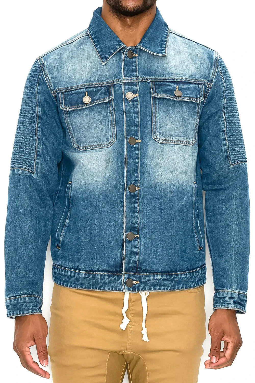 Biker Washed Denim Jacket 5 Biker Washed Denim Jacket - Image 5