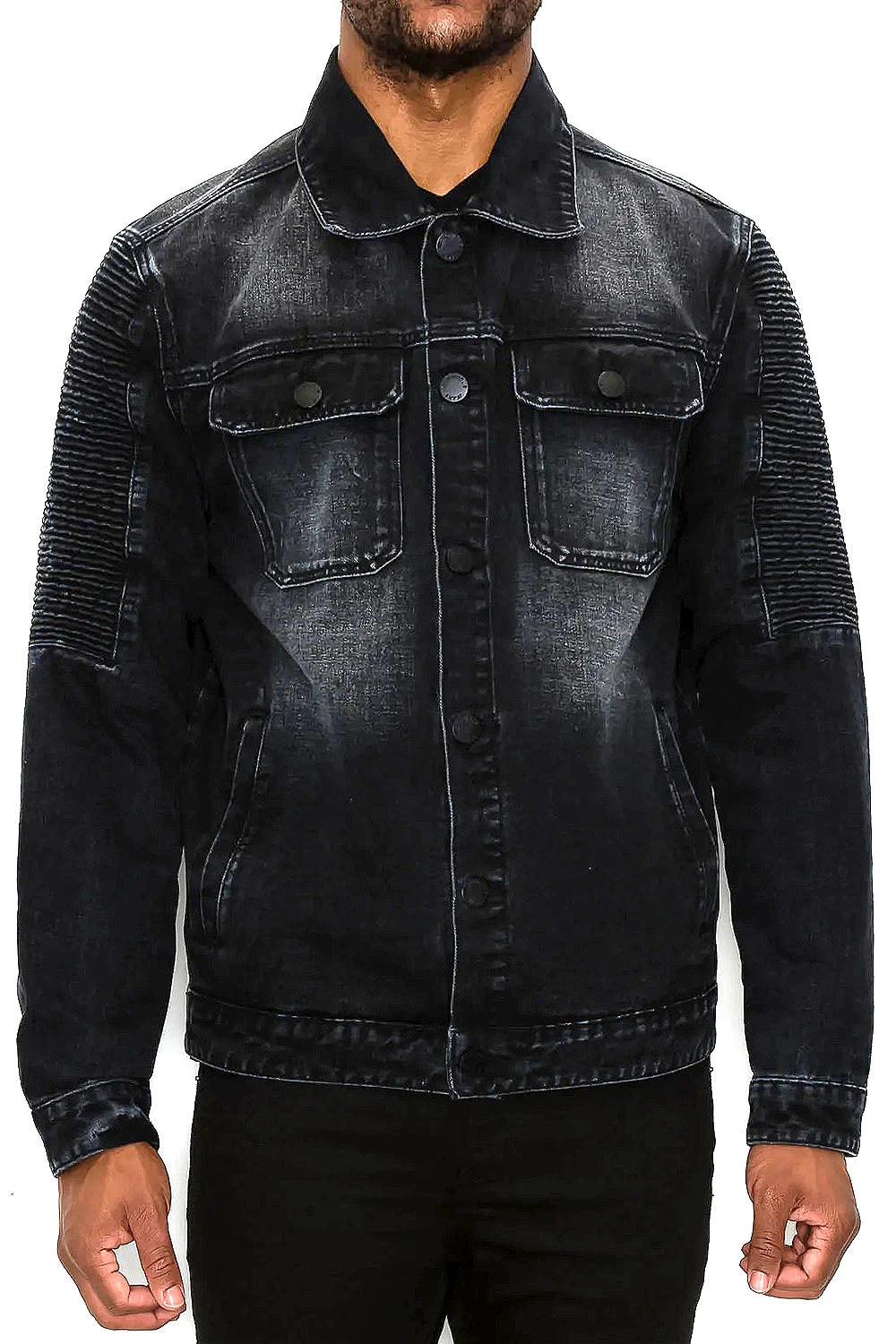 Biker Washed Denim Jacket 9 Biker Washed Denim Jacket - Image 9