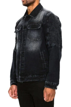 Biker Washed Denim Jacket 22 Biker Washed Denim Jacket -Victorious DK232 JBK 2