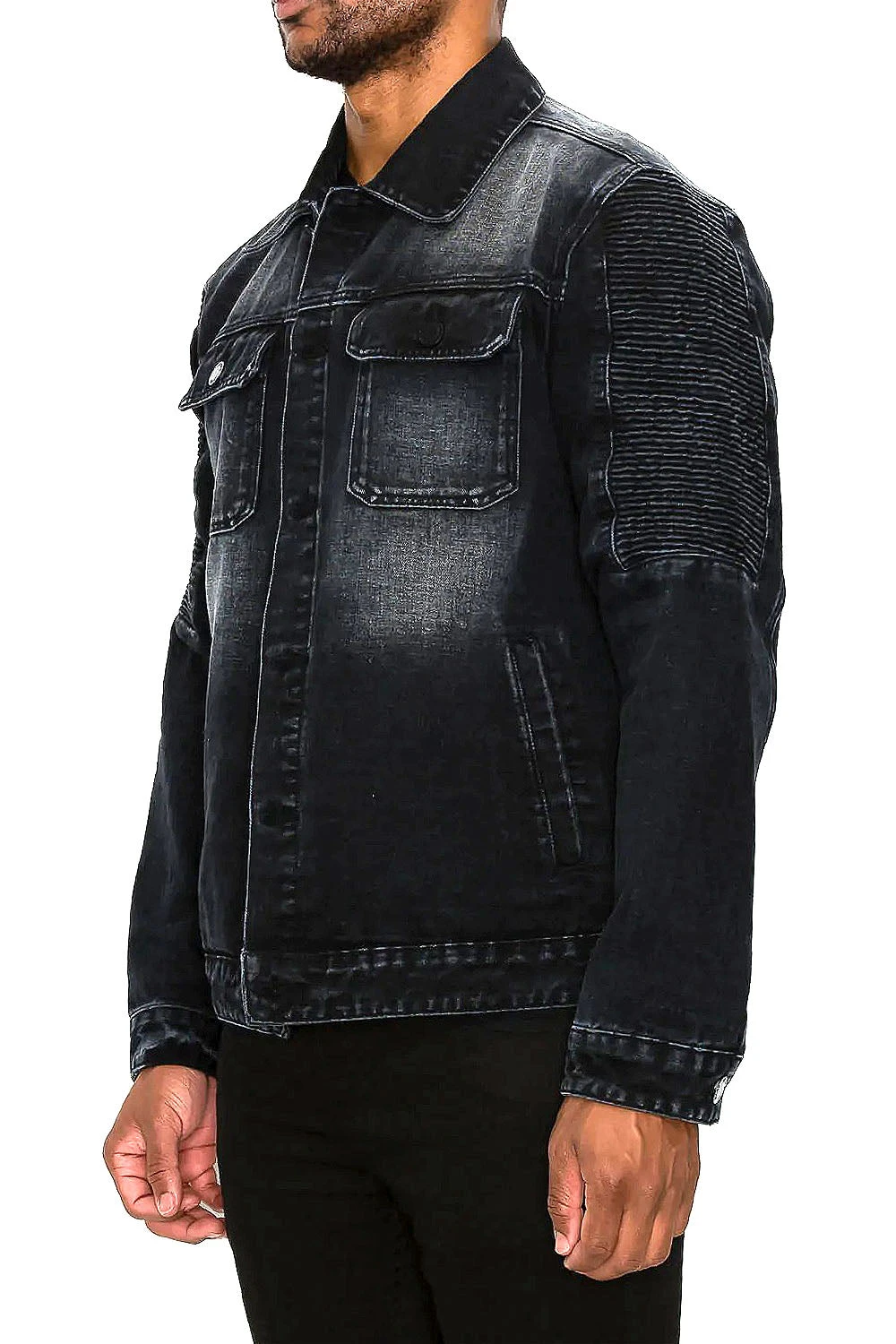 Biker Washed Denim Jacket 10 Biker Washed Denim Jacket - Image 10