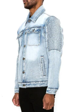 Biker Washed Denim Jacket 15 Biker Washed Denim Jacket -Victorious DK232 LTI 3