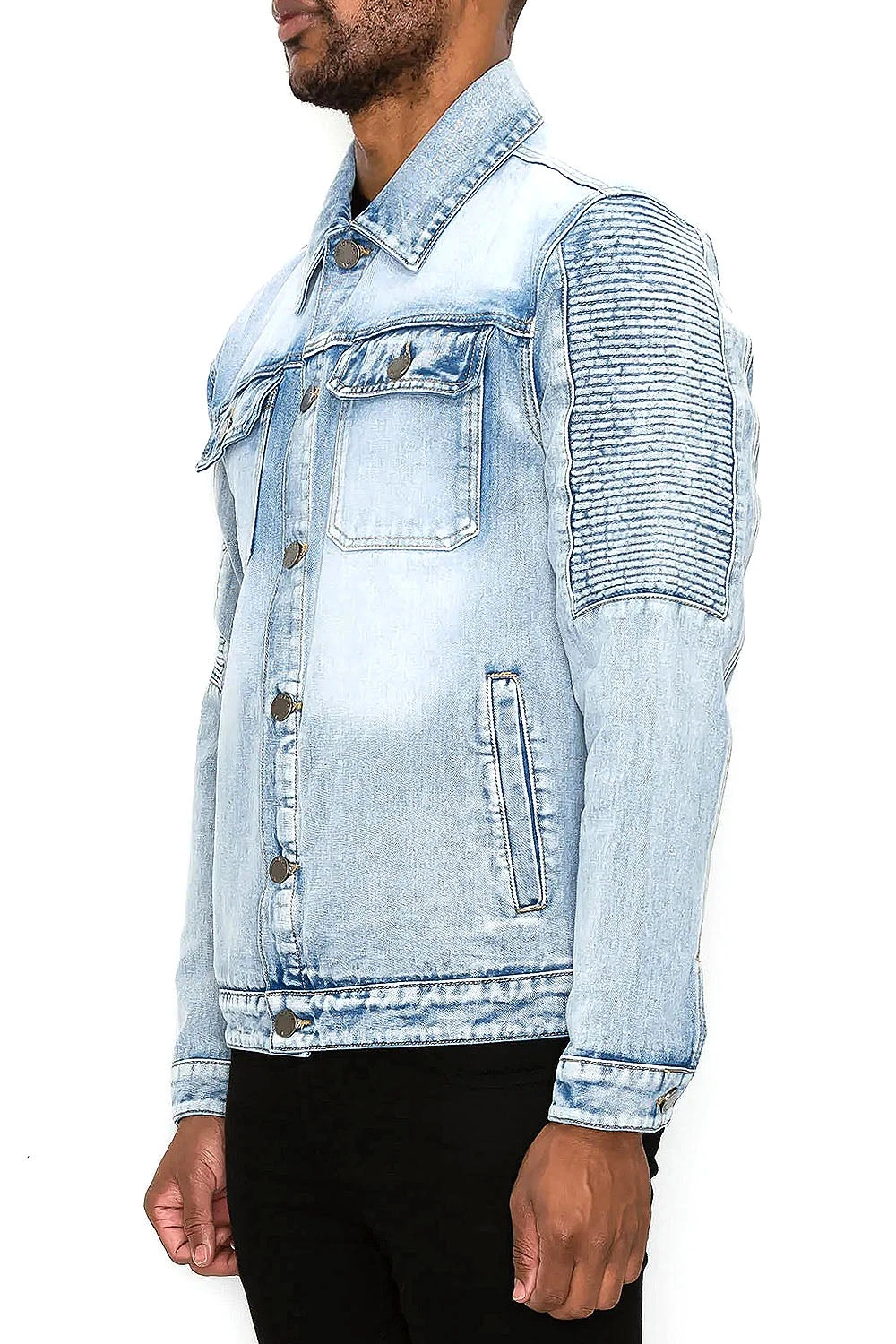 Biker Washed Denim Jacket 3 Biker Washed Denim Jacket - Image 3