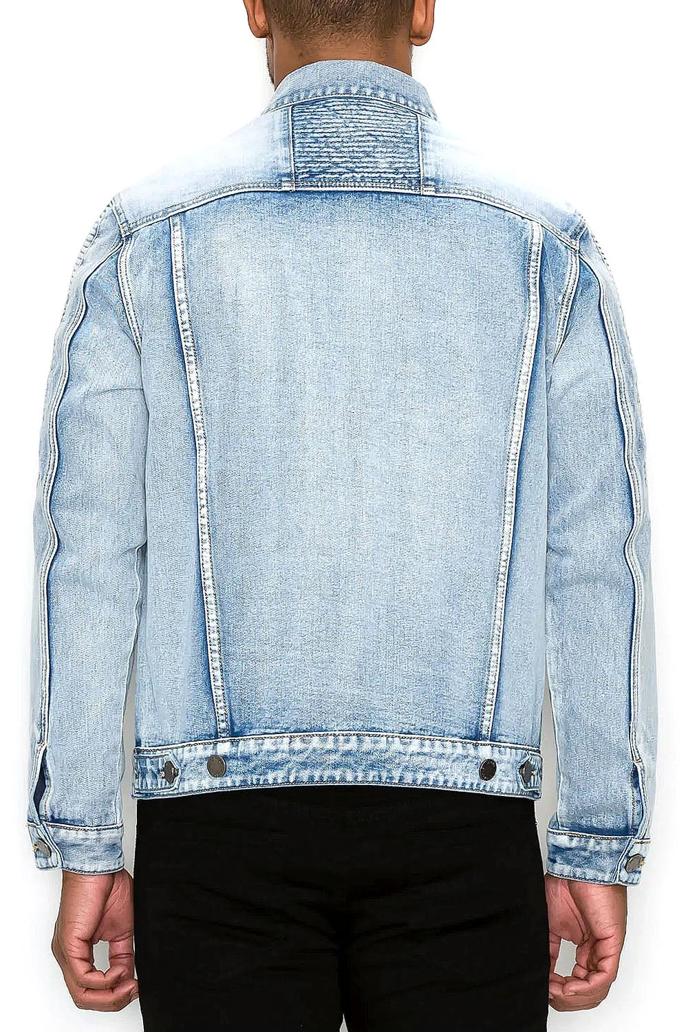 Biker Washed Denim Jacket 4 Biker Washed Denim Jacket - Image 4