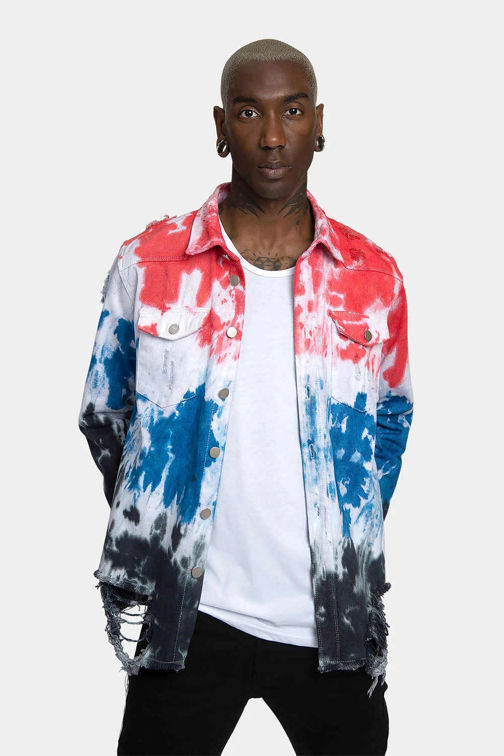 Ripped Tie Dye Denim Jacket 1 Ripped Tie Dye Denim Jacket