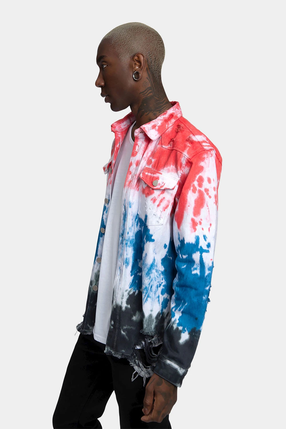 Ripped Tie Dye Denim Jacket 2 Ripped Tie Dye Denim Jacket - Image 2