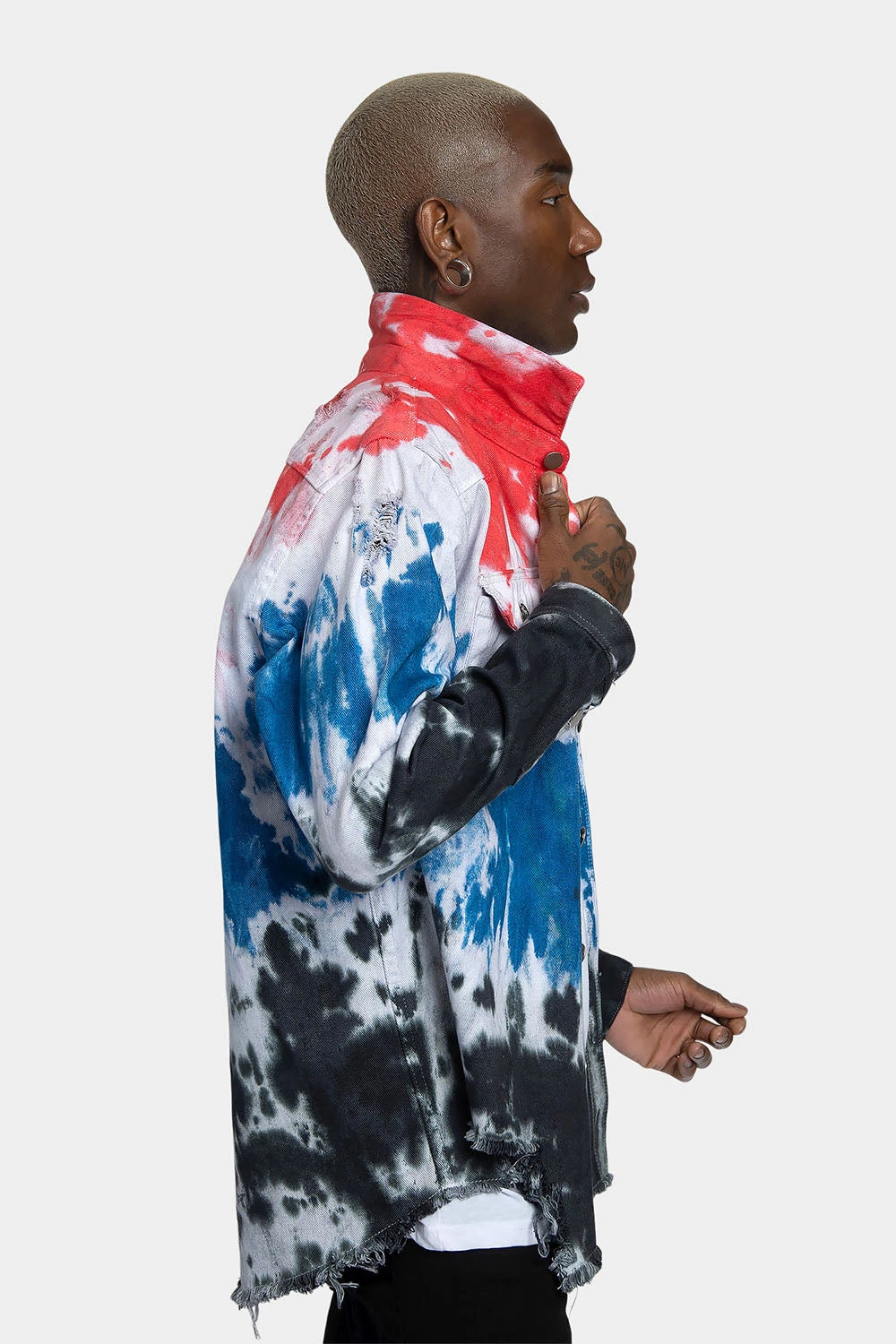 Ripped Tie Dye Denim Jacket 4 Ripped Tie Dye Denim Jacket - Image 4