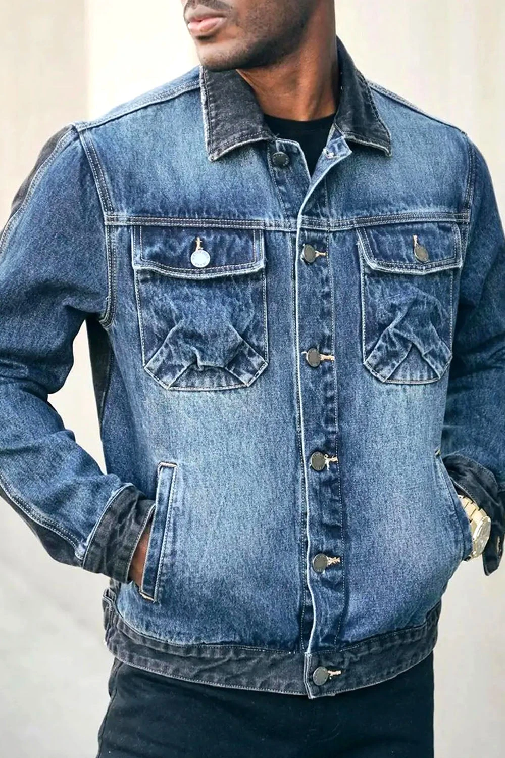 Two Tone Trucker Denim Jacket 3 Two Tone Trucker Denim Jacket - Image 3