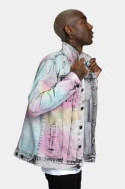 Multi Color Airbrushed Denim Jacket -Victorious DK239 MTI 4