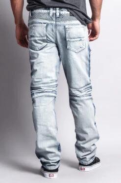 Biker Distressed Washed Slim Jeans -Victorious DL1010 ICE 3