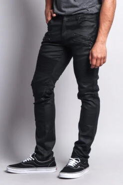 Coated Biker Jeans -Victorious DL1030 BLK 2