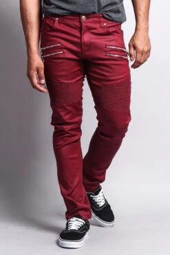 Coated Biker Jeans -Victorious DL1030 BRG 4