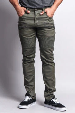 Coated Biker Jeans -Victorious DL1030 OLV 1