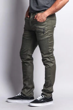 Coated Biker Jeans -Victorious DL1030 OLV 2