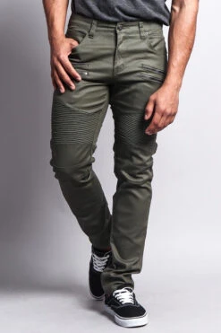 Coated Biker Jeans -Victorious DL1030 OLV 5