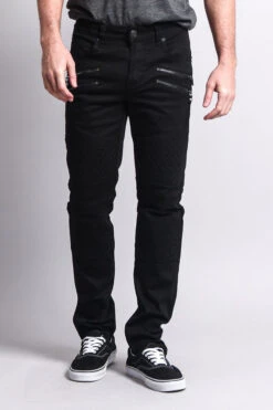 Quilted Biker Jeans -Victorious DL1032 BLK 5