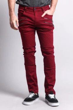 Quilted Biker Jeans -Victorious DL1032 BRG 1