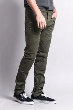 Quilted Biker Jeans -Victorious DL1032 OLV 4