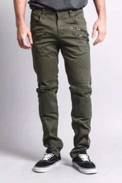 Quilted Biker Jeans -Victorious DL1032 OLV 5