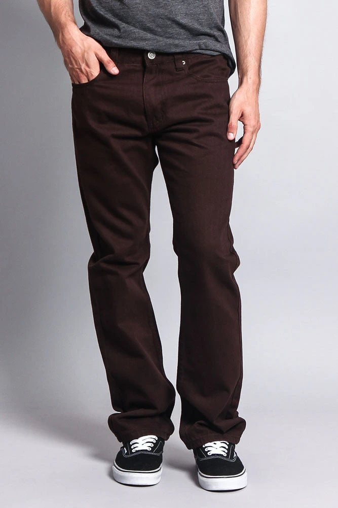Men's Straight Fit Colored Denim Jeans (Brown) 1 Men's Straight Fit Colored Denim Jeans (Brown)