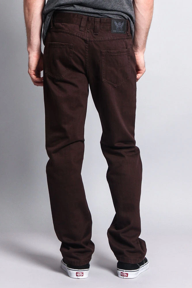 Men's Straight Fit Colored Denim Jeans (Brown) 3 Men's Straight Fit Colored Denim Jeans (Brown) - Image 3