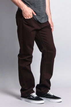 Men's Straight Fit Colored Denim Jeans (Brown) 8 Men's Straight Fit Colored Denim Jeans (Brown) -Victorious DL105 BRN 4