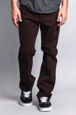 Men's Straight Fit Colored Denim Jeans (Brown) 9 Men's Straight Fit Colored Denim Jeans (Brown) -Victorious DL105 BRN 5