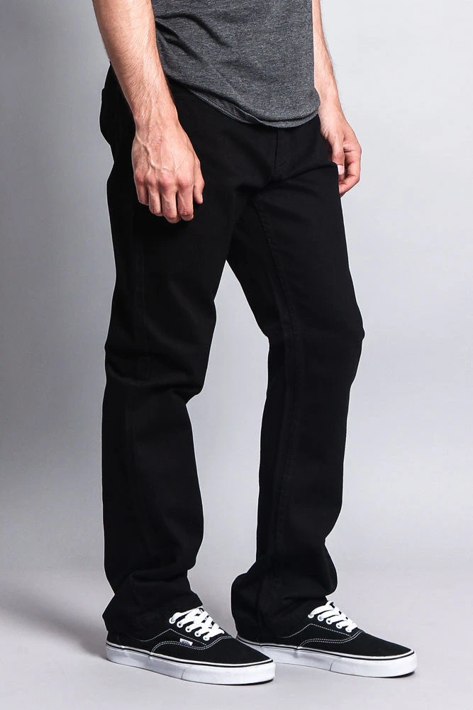 Men's Straight Fit Colored Denim Jeans (Jet Black) 4 Men's Straight Fit Colored Denim Jeans (Jet Black) - Image 4