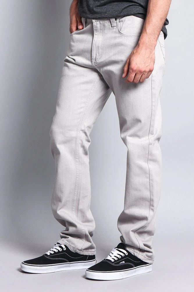 Men's Straight Fit Colored Denim Jeans (Light Grey) 2 Men's Straight Fit Colored Denim Jeans (Light Grey) - Image 2