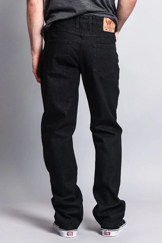Men's Straight Fit Raw Denim Jeans (Raw Black) 3 Men's Straight Fit Raw Denim Jeans (Raw Black) - Image 3