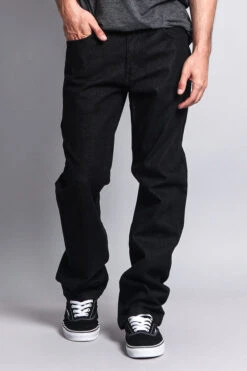 Men's Straight Fit Raw Denim Jeans (Raw Black) 9 Men's Straight Fit Raw Denim Jeans (Raw Black) -Victorious DL105 RBK 5