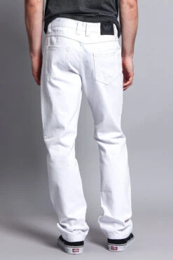 Men's Straight Fit Colored Denim Jeans (White) -Victorious DL105 WHT 3