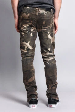 Zipper Cut Biker Camo Jeans -Victorious DL1059 OCM 3