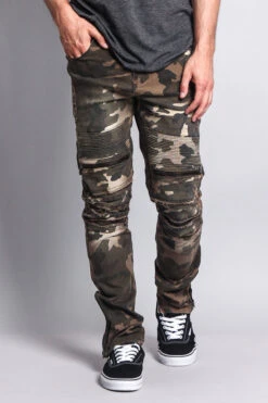 Zipper Cut Biker Camo Jeans -Victorious DL1059 OCM 5