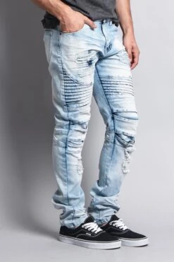 Heavy Dye Biker Denim Jeans -Victorious DL1081 ICE 4