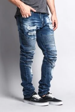 Heavy Dye Biker Denim Jeans -Victorious DL1081 IND 4
