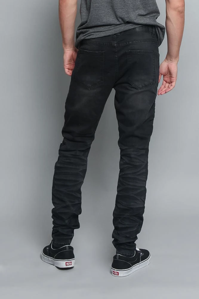 Creased Biker Denim Jeans 14 Creased Biker Denim Jeans - Image 14