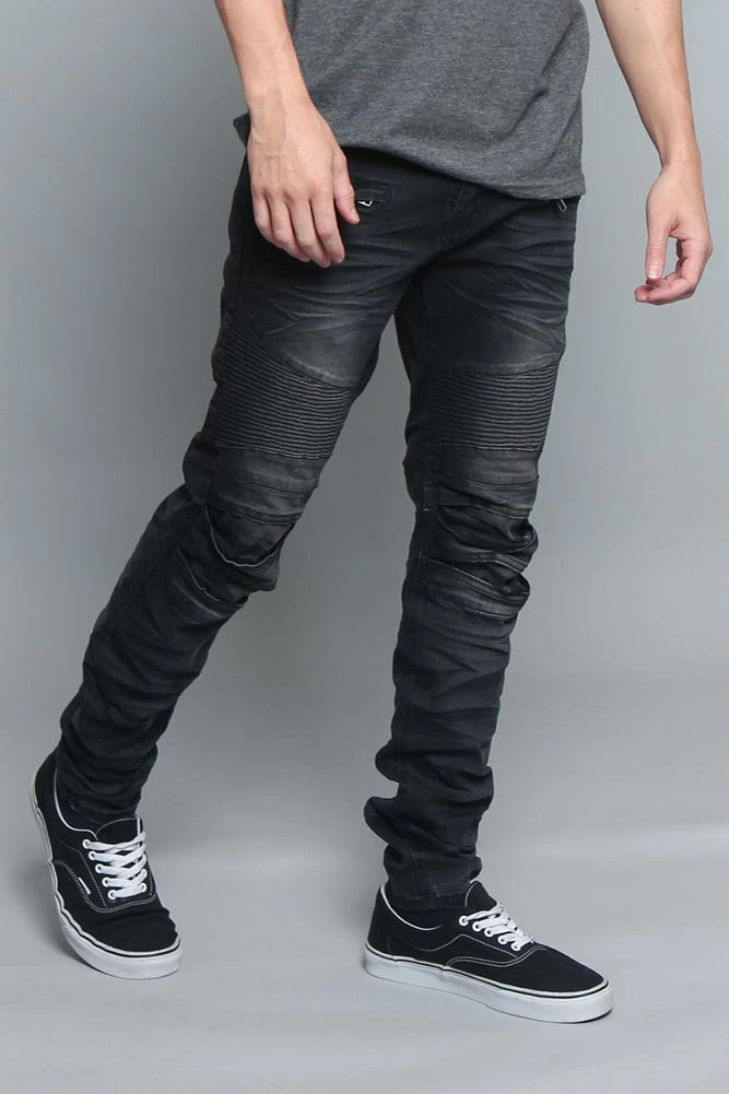 Creased Biker Denim Jeans 15 Creased Biker Denim Jeans - Image 15