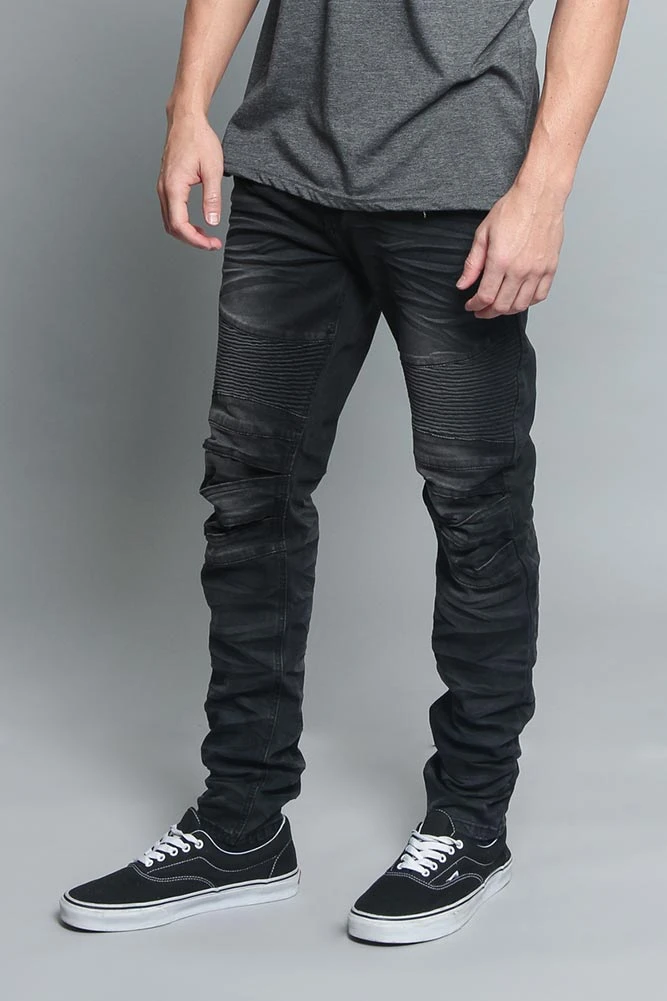 Creased Biker Denim Jeans 13 Creased Biker Denim Jeans - Image 13