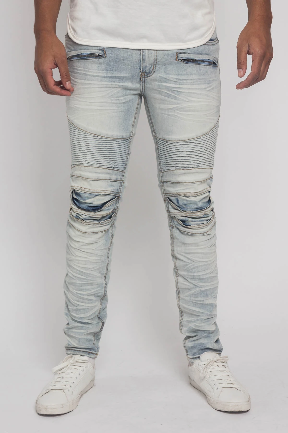 Creased Biker Denim Jeans 17 Creased Biker Denim Jeans - Image 17