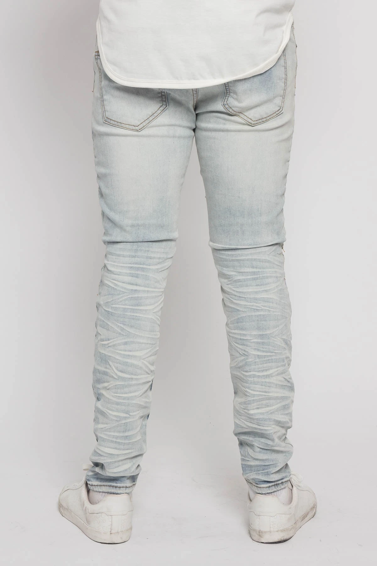 Creased Biker Denim Jeans 19 Creased Biker Denim Jeans - Image 19