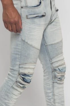 Creased Biker Denim Jeans 39 Creased Biker Denim Jeans -Victorious DL1083 CLD 4