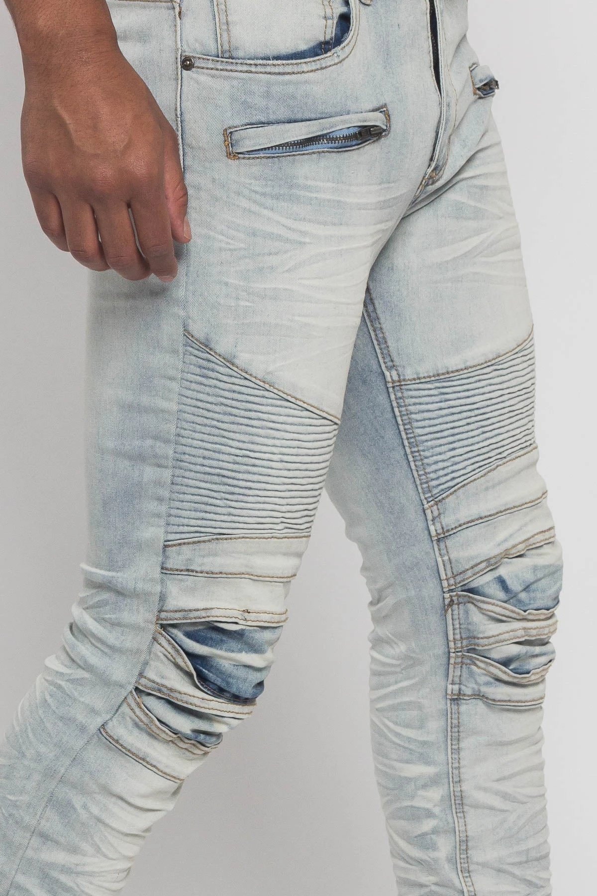 Creased Biker Denim Jeans 20 Creased Biker Denim Jeans - Image 20