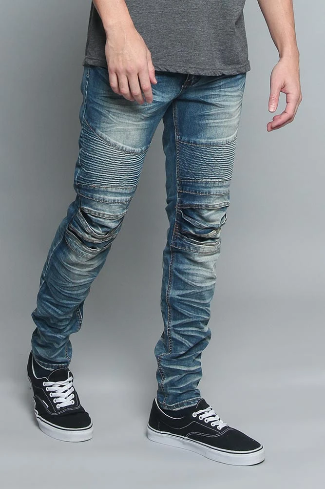 Creased Biker Denim Jeans 5 Creased Biker Denim Jeans - Image 5