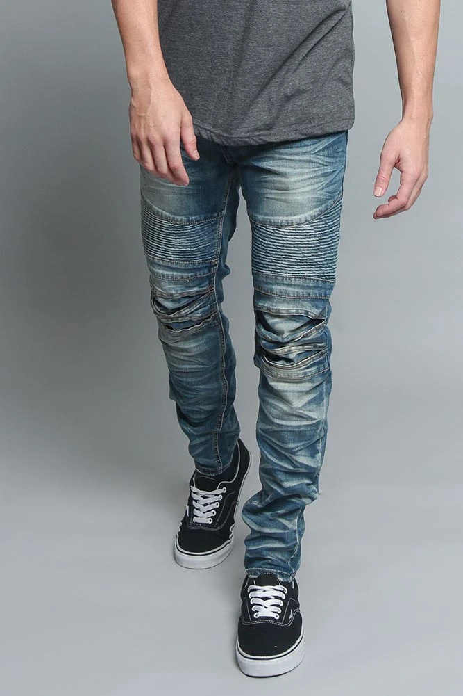 Creased Biker Denim Jeans 6 Creased Biker Denim Jeans - Image 6