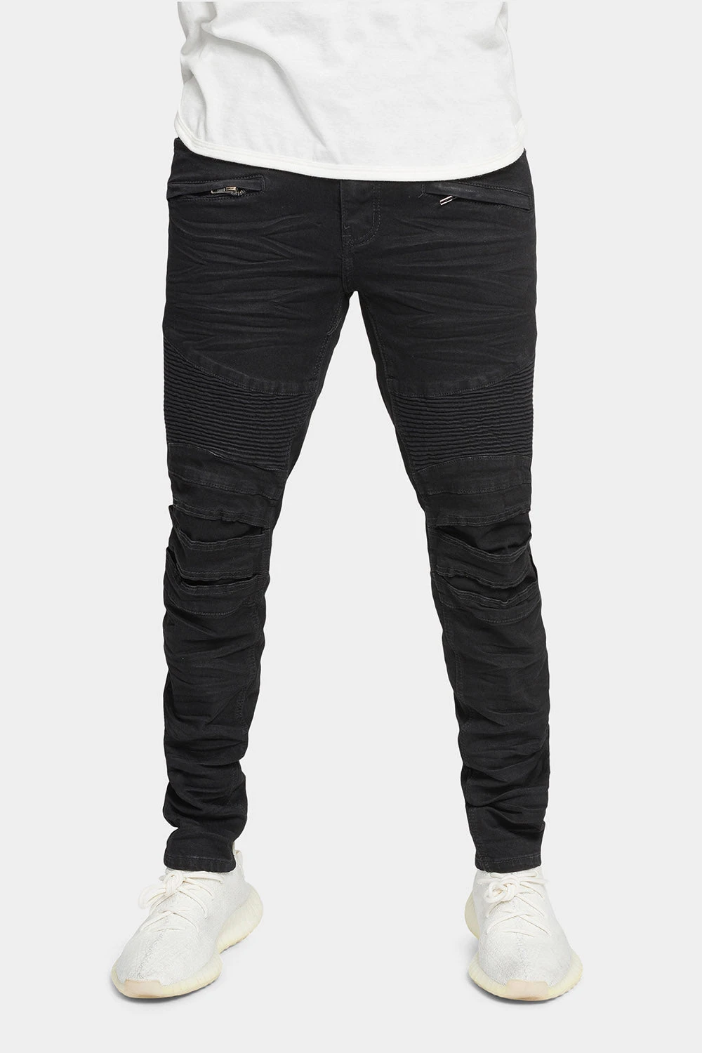 Creased Biker Denim Jeans 1 Creased Biker Denim Jeans