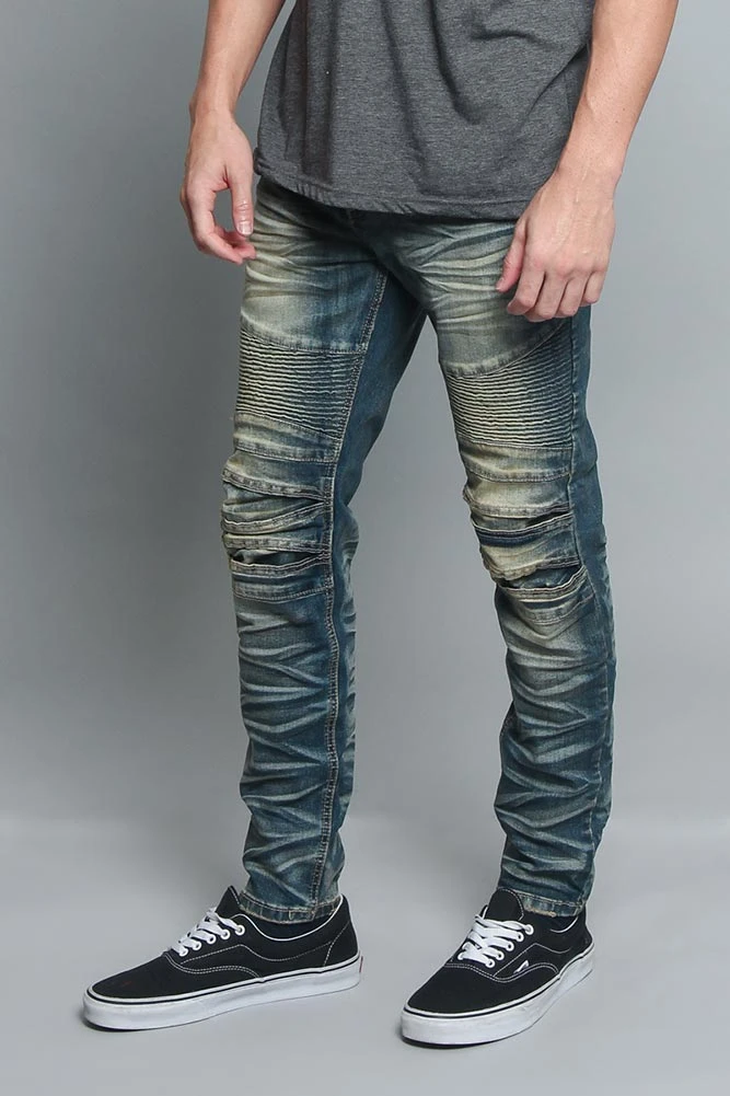 Creased Biker Denim Jeans 8 Creased Biker Denim Jeans - Image 8