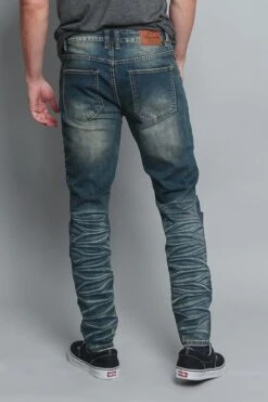 Creased Biker Denim Jeans 28 Creased Biker Denim Jeans -Victorious DL1083 VIN 3