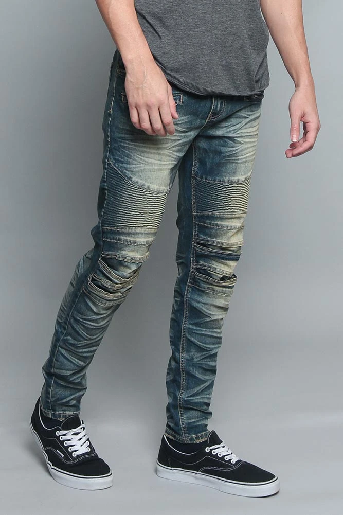 Creased Biker Denim Jeans 10 Creased Biker Denim Jeans - Image 10