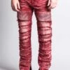 Distressed Acid Washed Biker Slim Jeans